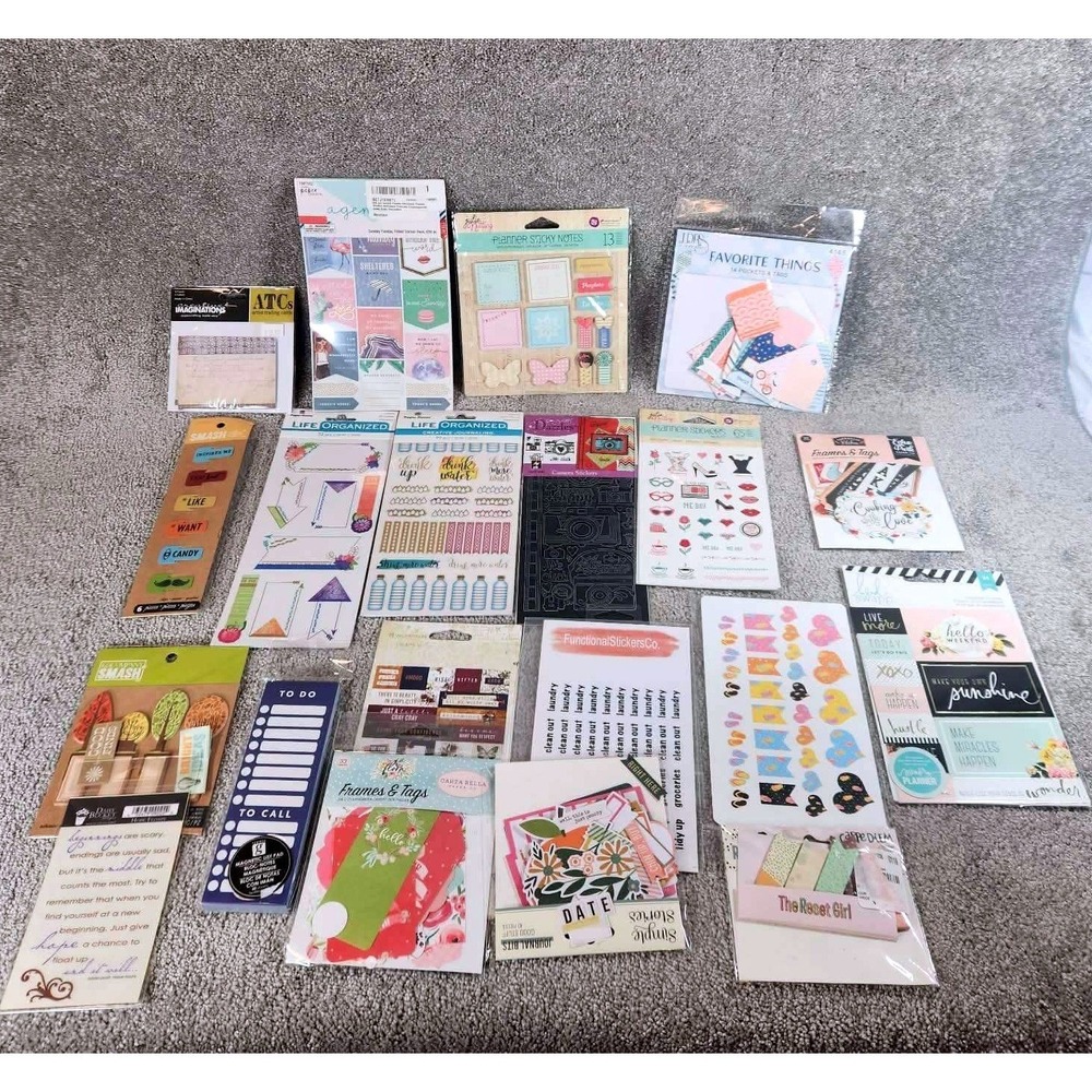 Mixed Scrapbook Planner Sticker Ephemera Lot Heidi Swapp Echo Park Julie Nutting